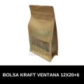 Bolsas de papel Kraft Standup Autocierre y Ventana 12x20+6