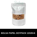 Bolsas de papel Blanco Doypack con Ventana 12x20+6