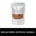 Bolsas de papel Blanco Doypack con Ventana 16x26+8
