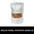 Bolsas de papel Blanco Doypack con Ventana 20x30+10
