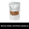 Bolsas de papel Blanco Doypack con Ventana 25x35+12