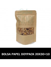 Bolsas de papel Kraft Doypack con Ventana 20x30+10